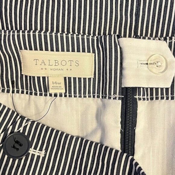 Talbots Woman Striped Side Elastic Knee Length Nautical Sailor Skirt 14W - Picture 4 of 6